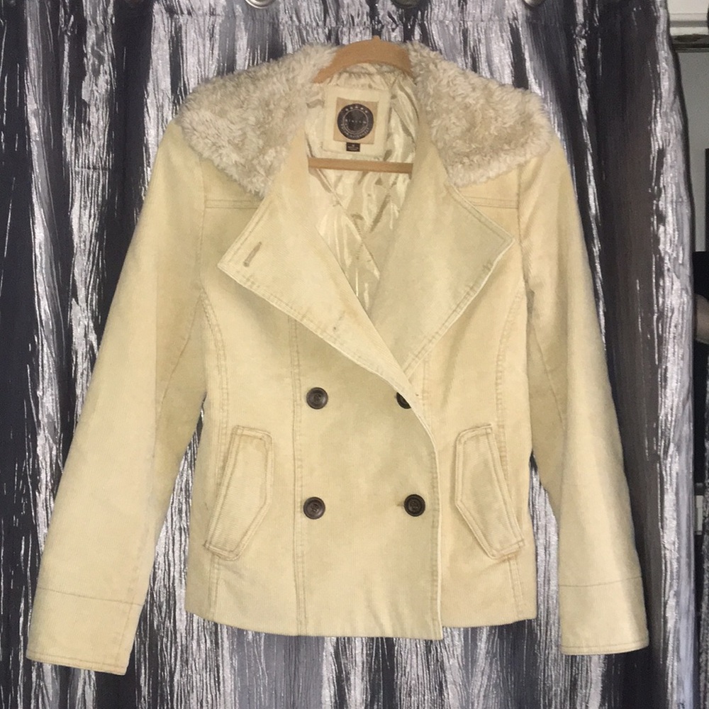 Insulated Corduroy Jacket w Faux Fur Detail